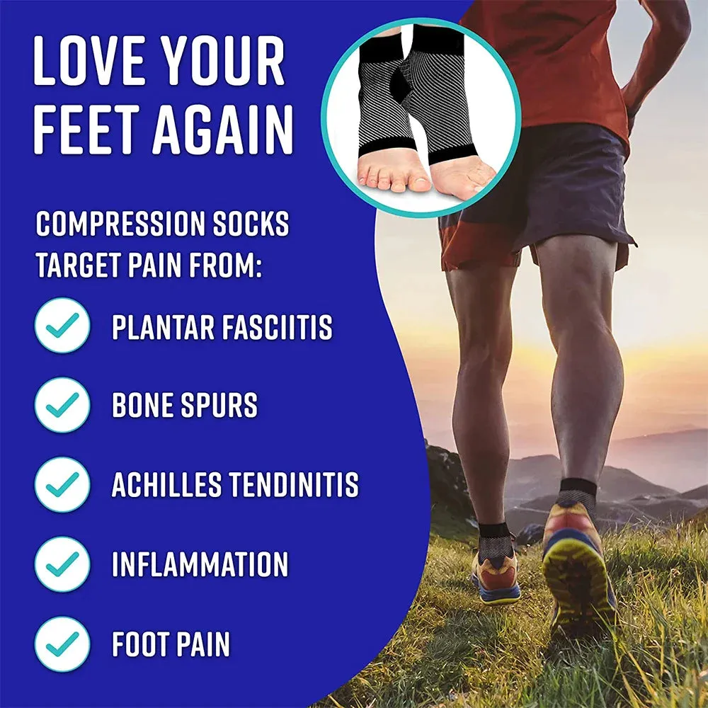 1 Pair Ankle Brace Compression Sleeves Relieves Achilles Tendonitis Joint Pain