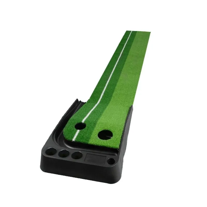2.5m Golf Putting Mat with Push Rod Trainer & 6 Balls - no Auto Return