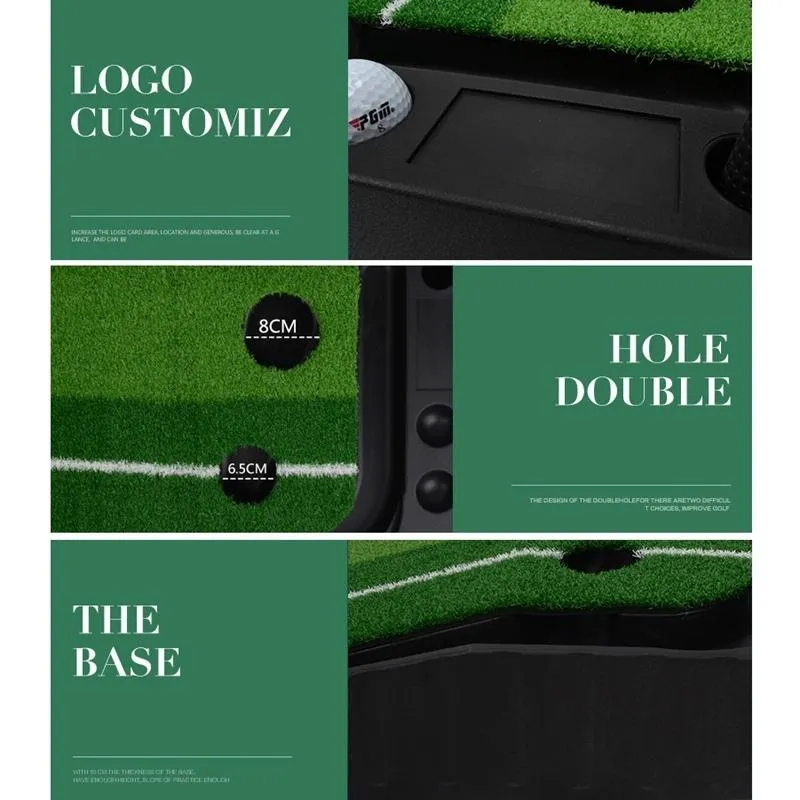 2.5m Golf Putting Mat with Push Rod Trainer & 6 Balls - no Auto Return