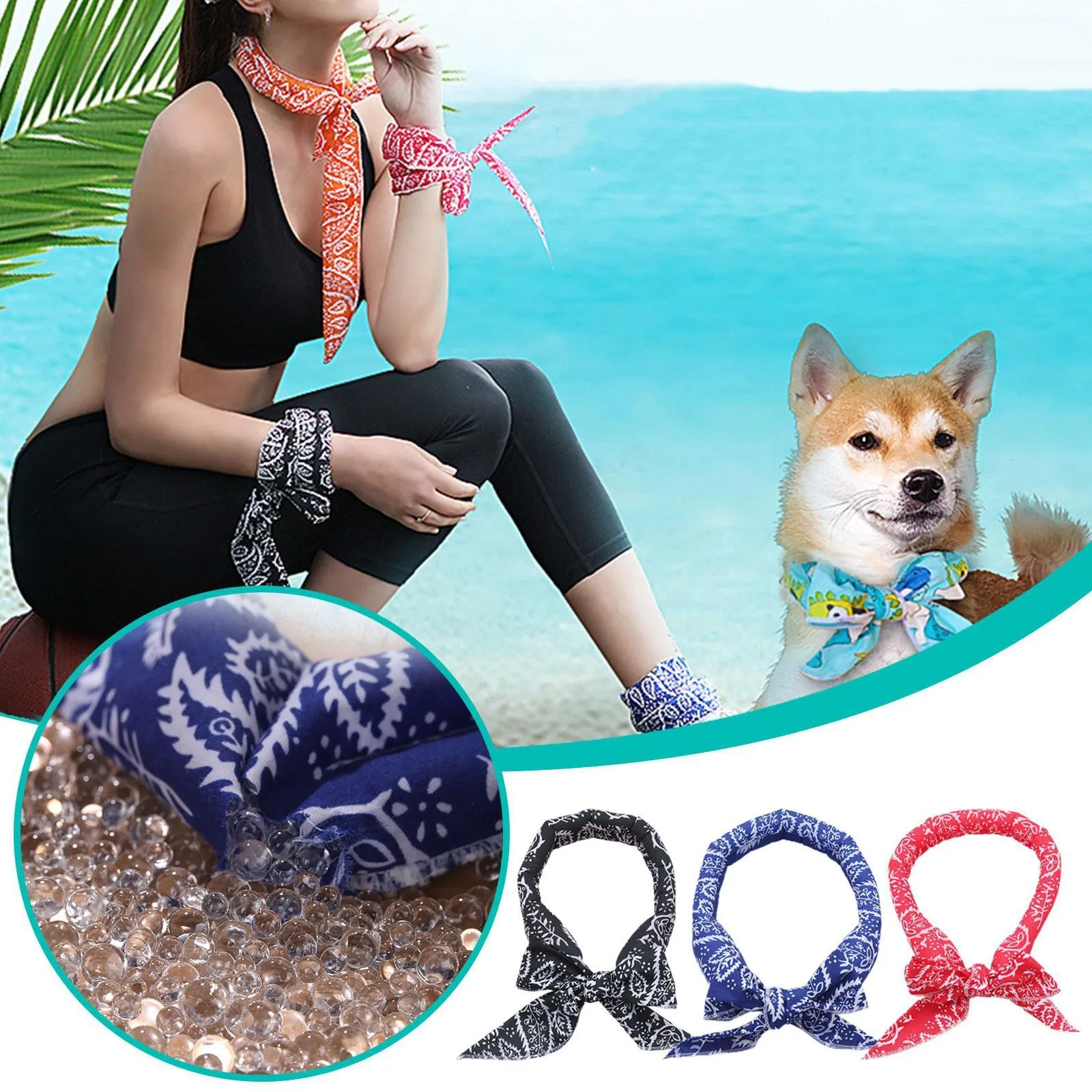 3 Pcs Summer Cooling Bandana Neck Wraps Scarf for Women Men Kids - Yellow Bottom Bear