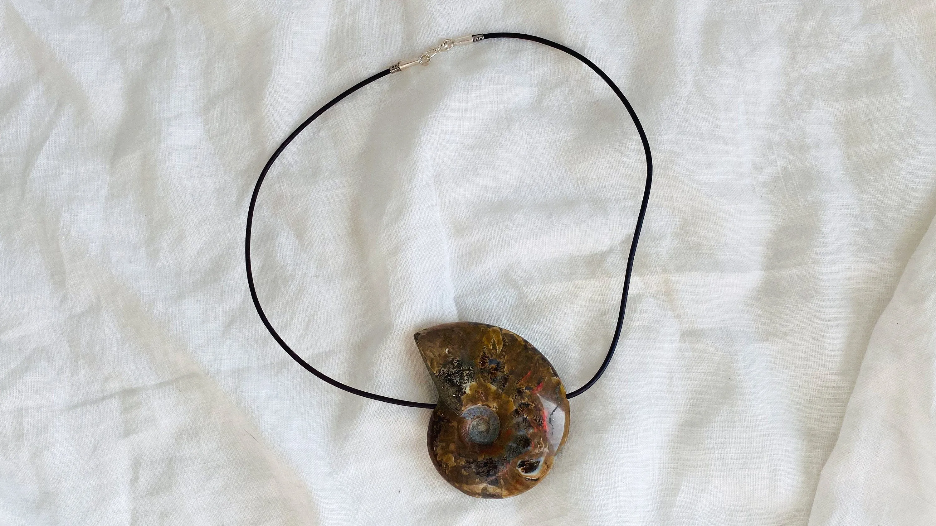 Ammonite Necklace. Sterling Silver. Medicine Necklace.