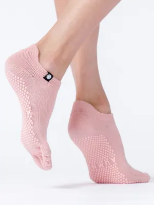 FULL TOE YOGA ANKLE GRIP SOCKS, SAKURA PINK