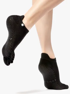 FULL TOE YOGA ANKLE SOCKS, BLACK