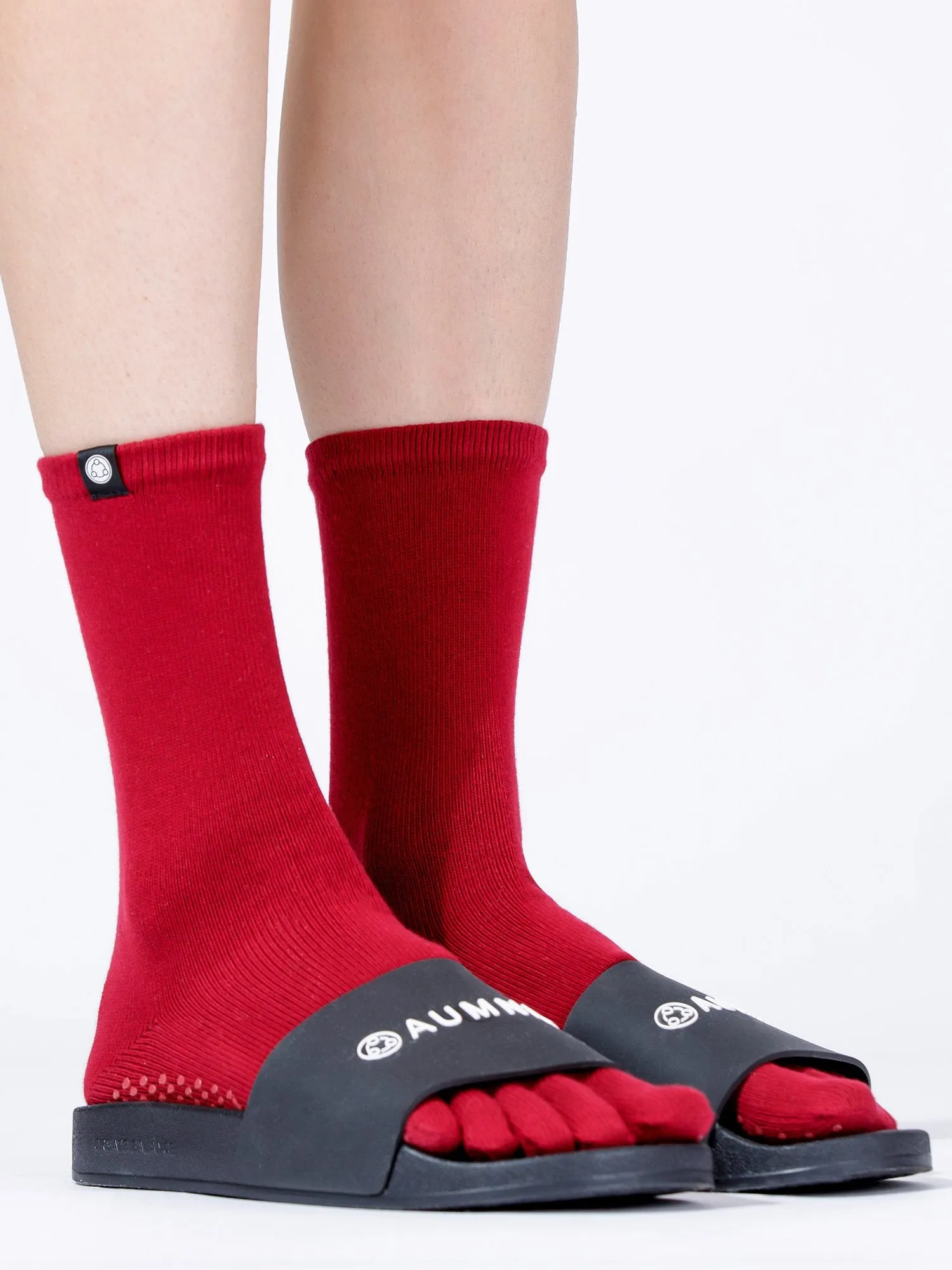KNEE HIGH FULL TOE YOGA GRIP SOCKS,  RUBY