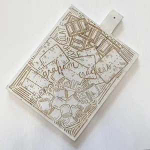 S'mores Charcuterie Serving Board with Illustrations