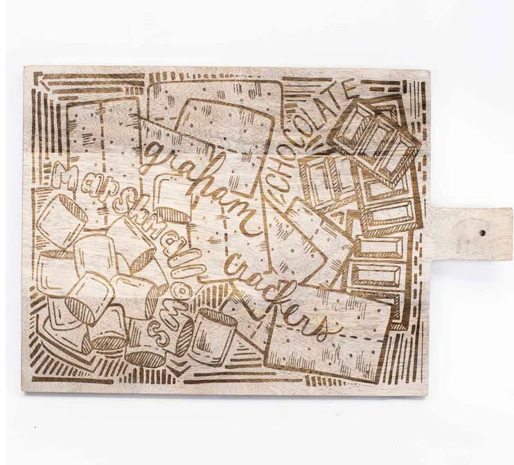 S'mores Charcuterie Serving Board with Illustrations