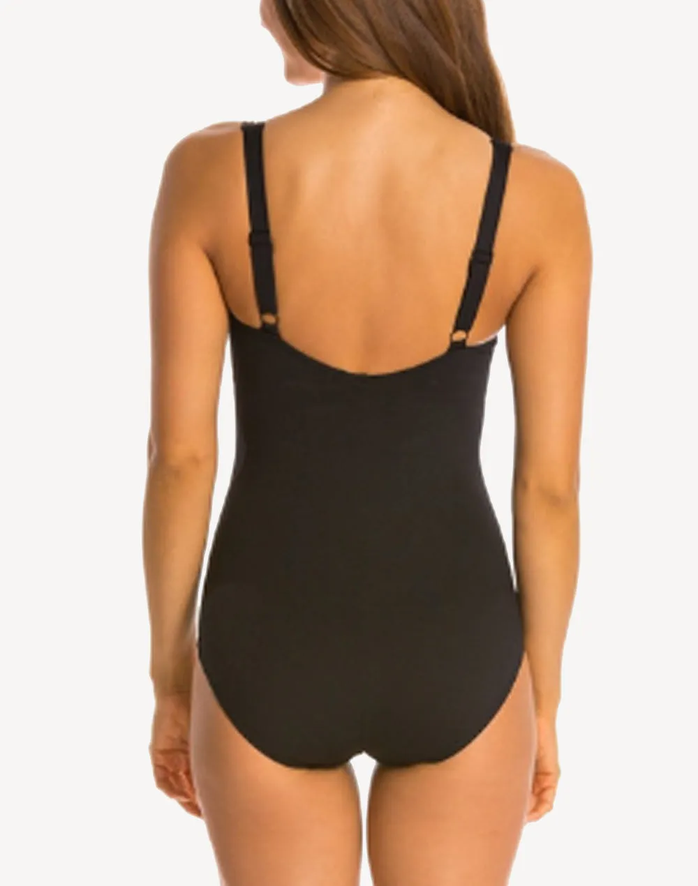 Twist Front Polyester One Piece Swimsuit