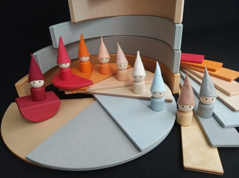 Wooden Rainbow Semicircles Building Boards
