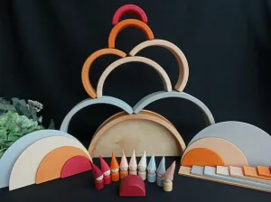 Wooden Rainbow Semicircles Building Boards