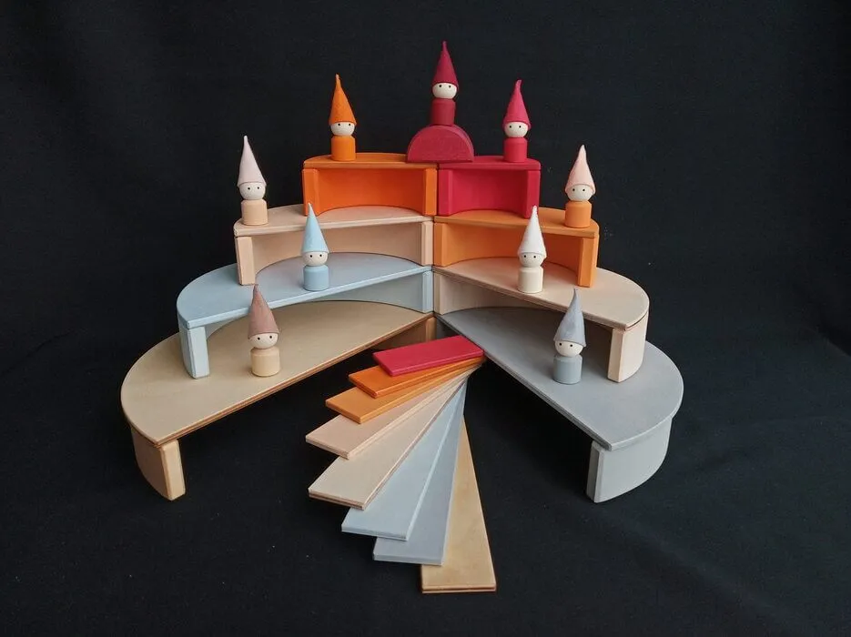 Wooden Rainbow Semicircles Building Boards