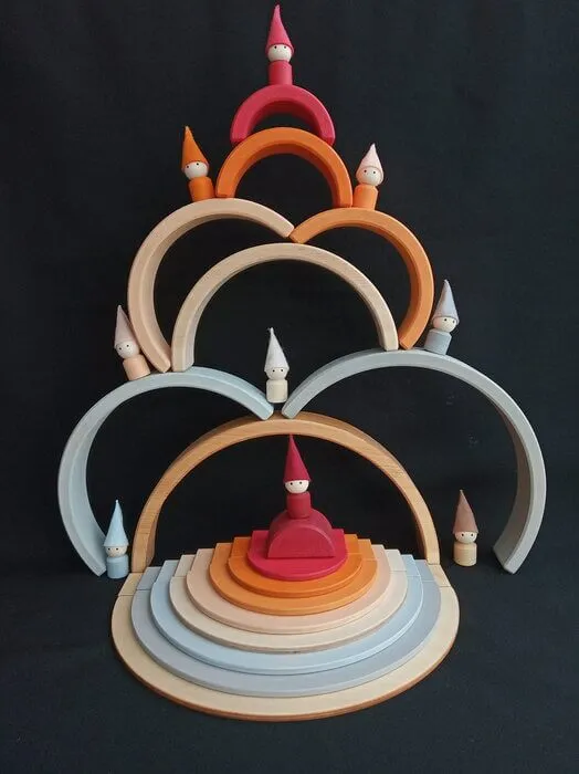 Wooden Rainbow Semicircles Building Boards