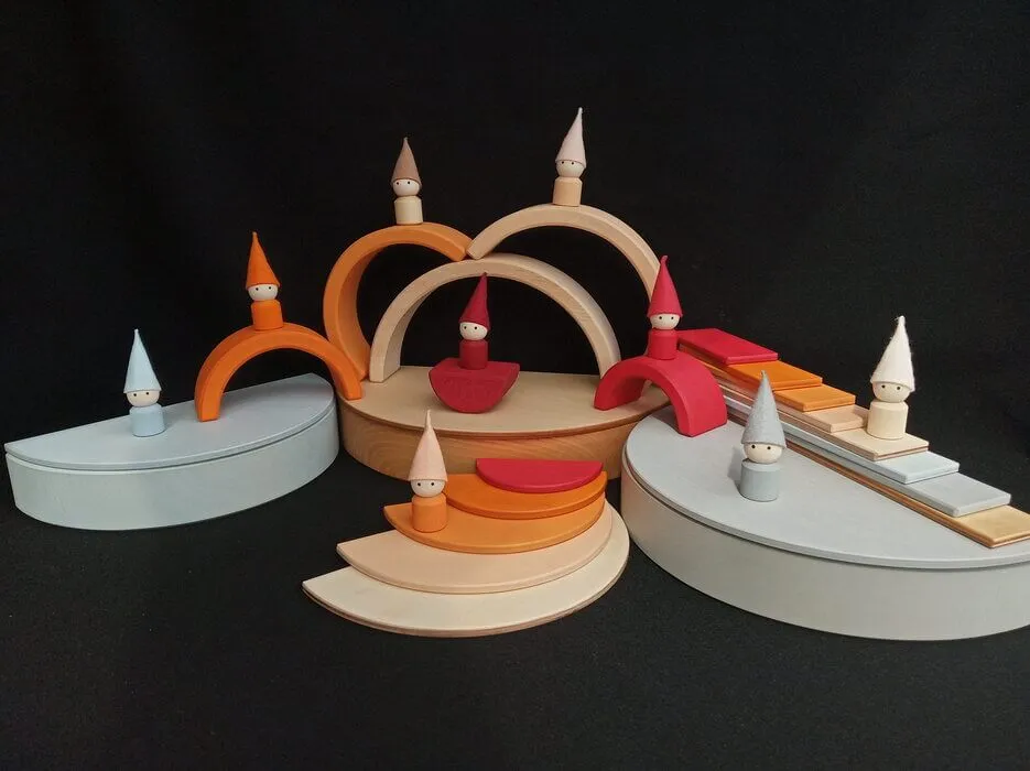 Wooden Rainbow Semicircles Building Boards