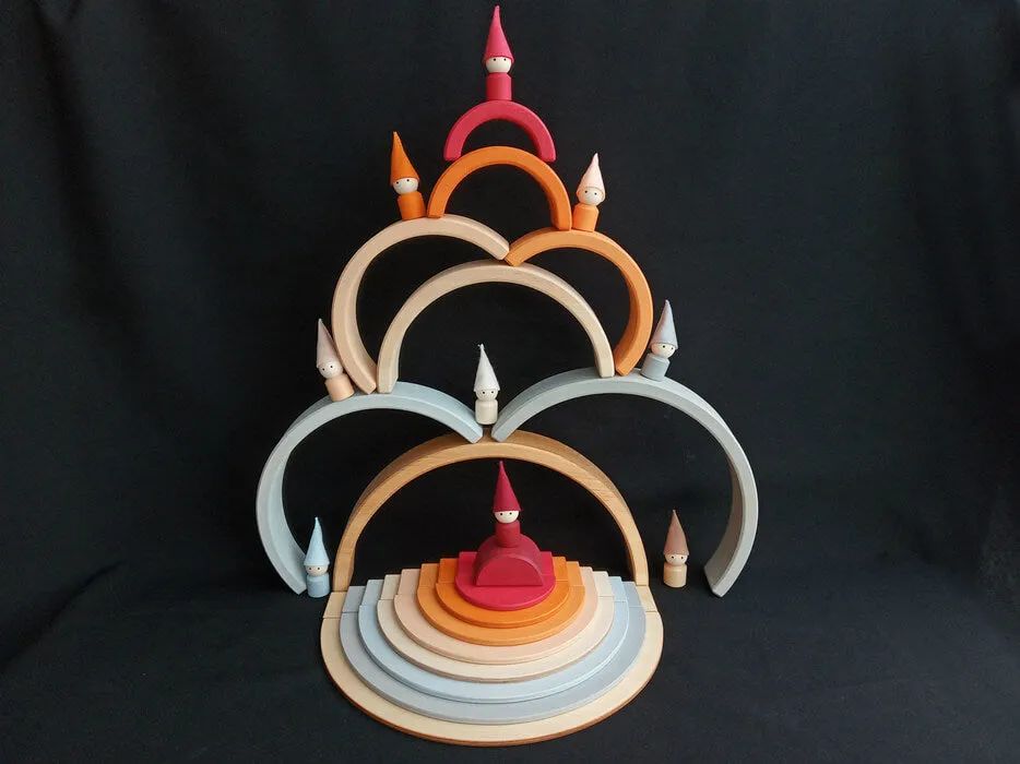 Wooden Rainbow Semicircles Building Boards