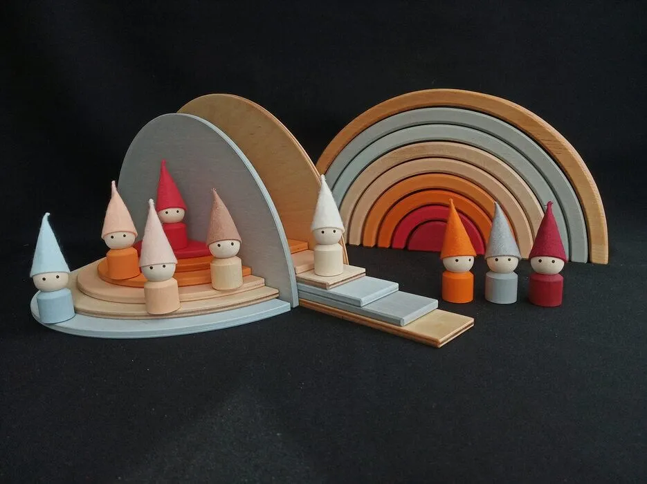 Wooden Rainbow Semicircles Building Boards